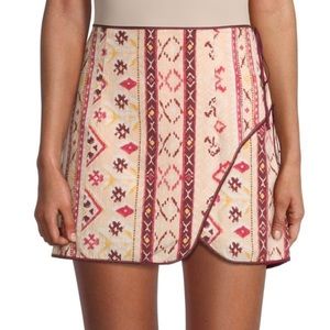 Free People Cleo Printed side slit tie wrap mini skirt